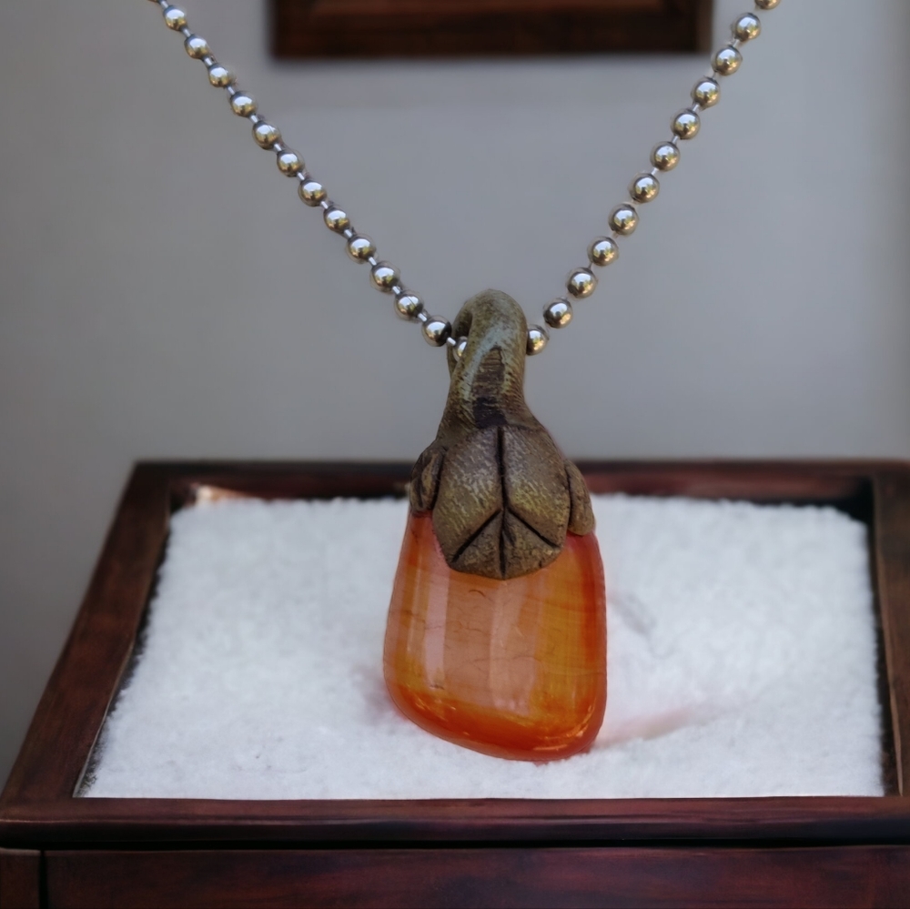 ✌️ Vintage boho Intrinsic carnelian peace sign necklace